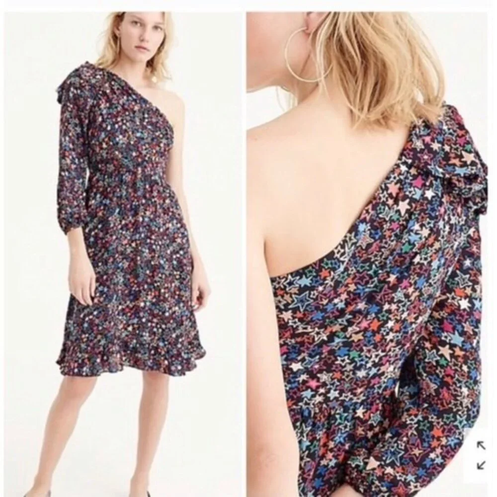 J.‎ Crew one shoulder kaleidoscope star dress size 00